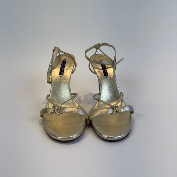 Ralph Lauren Purple Label Gold Leather Strappy Sandals, US 10 - Picture 2 of 16
